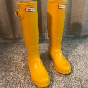 Glossy yellow Hunter Boots